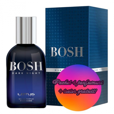 Fara Categorie - Set 4 Apa de parfum Bosh Dark Night, Revers, Barbati, 100ml +Tester 100 ml GRATUIT