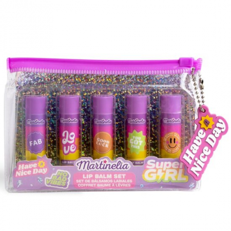 Import - Set 5 balsam de buze cu arome de fructe Super Girl, 44057, Martinelia