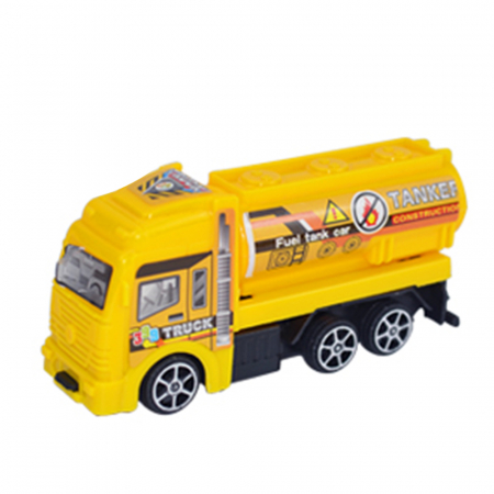 Set 5 masinute Karemi, seria de inginerie in constructii, cu elicopter, motocicleta, autobuz, cisterna, excavator, galbene [1]