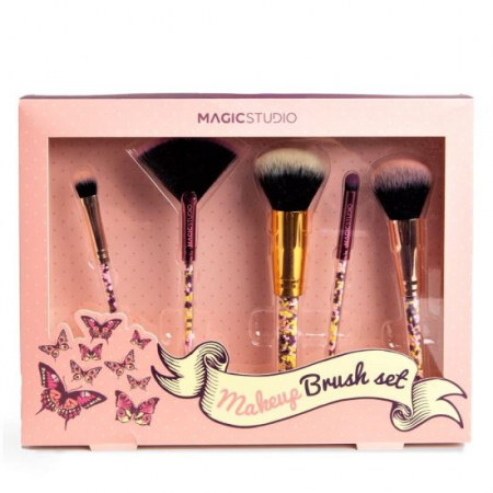 MACHIAJ - Set 5 pensule cosmetice Pin Up Pink Magic Studio 8101Z