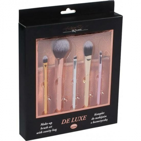 Fara Categorie - Set 5 pensule machiaj si gentuta depozitare De Luxe Top Choice 38297