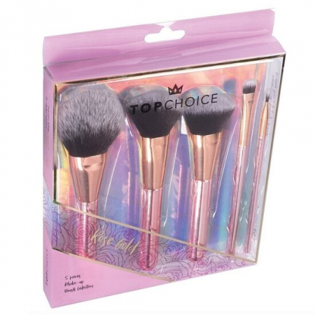 Fara Categorie - Set 5 pensule machiaj, Top Choice, Rose Gold