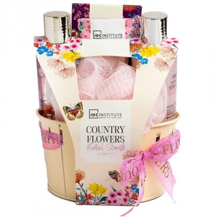 Import - Set 5 produse de ingrijire corporala Country Flowers Bucket, 56234, IDC Institute