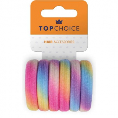 PAR - Set 6 elastice de par Rainbow, Top Choice TC26386