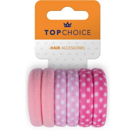 Import - Set 6 elastice de par roz, bumbac, Top Choice 26362