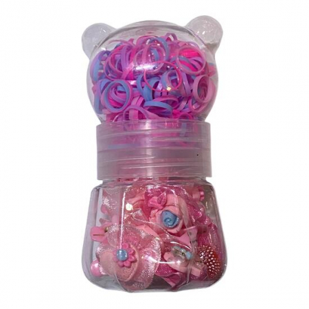 Set accesorii par copii, cu elastic par silicon colorat si clamute) [0]