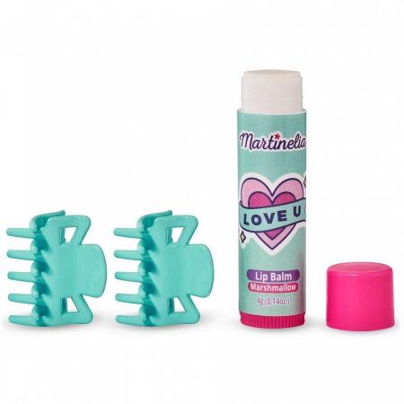 Set balsam de buze cu aroma de bezele si 2 agrafe asortate Crush Martinelia 11101M, 4 g [1]
