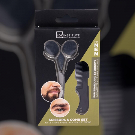 Set barbati, foarfeca si pieptan pentru ingrijire faciala, 90300, IDC Institute [1]