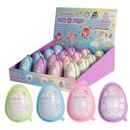Fara Categorie - Set bombe de baie efervescente în formă de ou, cu figurină surpriză în interior.150g, 98212K, Martinelia