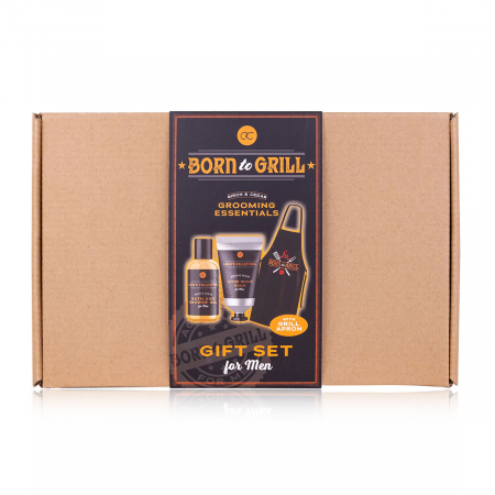 Set cadou barbati, gel de dus, balsam after shave, sort gratar, Gift set MEN'S COLLECTION in reusable kraft paper gift box, incl. 50ml bath shower gel, 60ml after shave balm, grill apron with print [4]