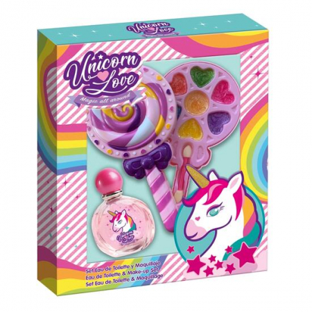 COPII - Set produse cosmetice Unicorn Love, cu apa de toaleta si paleta de machiaj acadea,1787