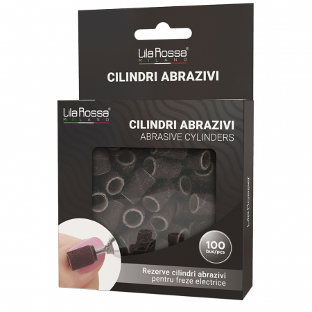 UNGHII - Set cilindri abrazivi Lila Rossa, inele smirghel cu granulatie 100, 100 buc