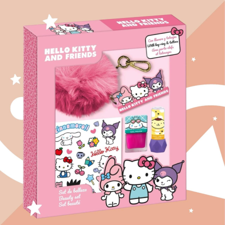 Set cosmetic machiaj si accesorii Hello Kitty & friends cu breloc pompom 4058 [1]