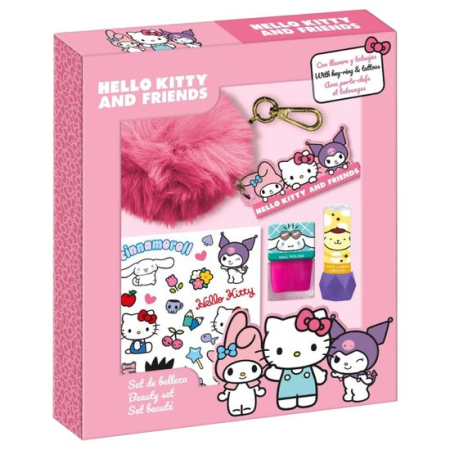 Import - Set cosmetic machiaj si accesorii Hello Kitty & friends cu breloc pompom 4058