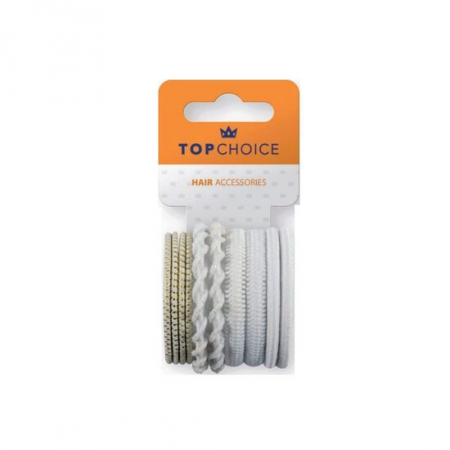 PAR - Set de 10 bucati crem cu insertii aurii Elastic de par Top Choice, TC22449