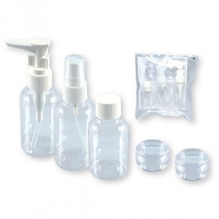 Articole voiaj - Set de 5 Recipiente pentru calatorie si etui cu fermoar, Top Choice,