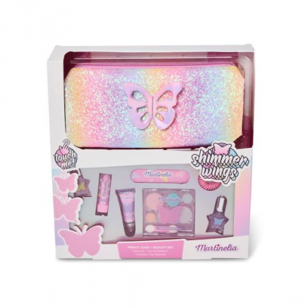COPII - Set de frumusete si penar Shimmer Wings Pencil Case & Beauty Set Martinelia 30605