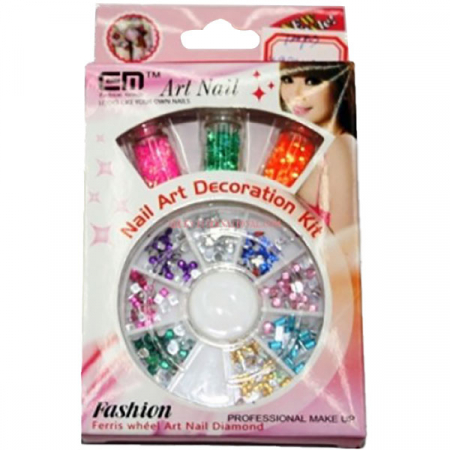 UNGHII - Set decor carusel strasuri si 3 sticlute paiete, Lila Rossa