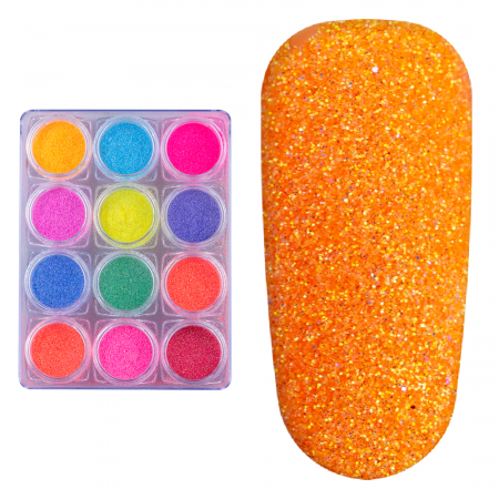 Set decor unghii, Lila Rossa, sclipici cu efect neon [12]