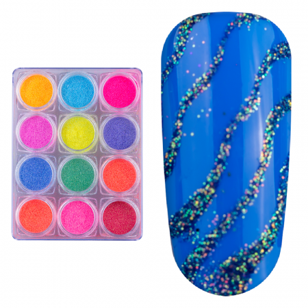 Set decor unghii, Lila Rossa, sclipici cu efect neon [11]