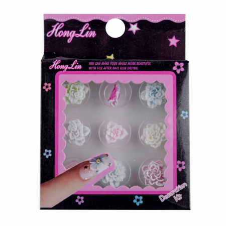 UNGHII - Set decoratiuni pentru unghii - decor floral din silicon, 9 buc