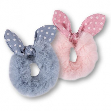 Fara Categorie - Set doua elastice de par Top Choice 25983, Puffy dots (1 roz + 1 gri)