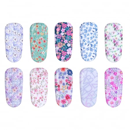 UNGHII - Set folii de transfer Lila Rossa, Garden Collection, 10 buc
