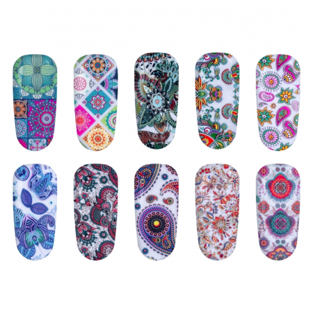 UNGHII - Set folii de transfer Lila Rossa, Mandalla Collection, 10 buc
