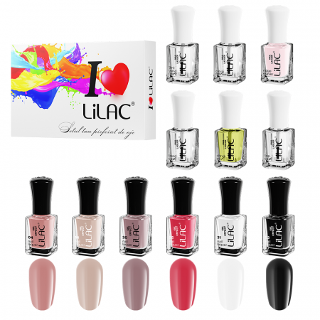 Set lac de unghii, Lilac, Gel Effect 2, 12 bucati, 6 culori, 6 lichide pregatire [0]