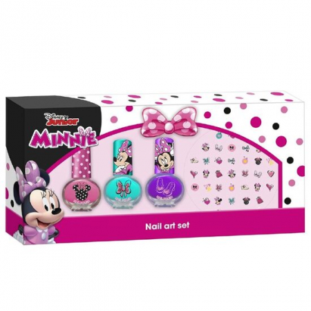 COPII - Set manichiura pentru fetite, cu 3 lacuri de unghii si modele de lipit pe unghii, Minnie