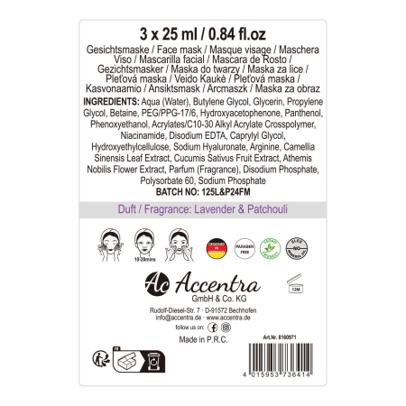 Set masti faciale cu niacinamida Lavender & Patchouli Sleep Well, Accentra,8160971. 3*25ml [3]