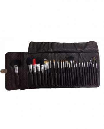 MACHIAJ - Set pensule makeup cu husa neagra, 26 buc