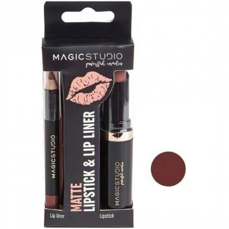 Set Perfect Lips, Ruj de buze mat si creion pentru contur asortat, Nr. 1, Light Brown, Magic Studio [1]