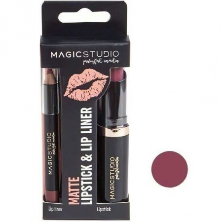 Set Perfect Lips, Ruj de buze mat si creion pentru contur asortat, Nr. 2, Light Brown, Magic Studio [1]