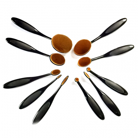 Set profesional makeup, 10 pensule machiaj, tip perie, beauty gold [3]