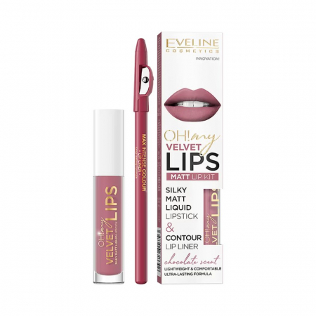 Ruj - Set ruj lichid mat + creion EVELINE COSMETICS Oh My Velvet Lips