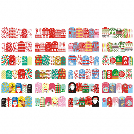 UNGHII - Set stickere nail art Lila Rossa, pentru Craciun, Revelion si iarna, 24 buc, bn-677-680