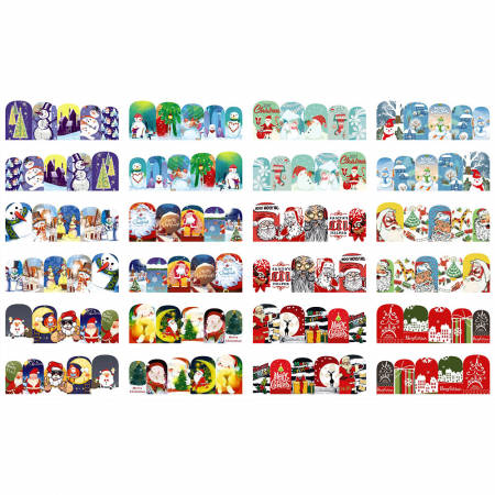 UNGHII - Set stickere nail art Lila Rossa, pentru Craciun, Revelion si iarna, 24 buc, bn-989-992