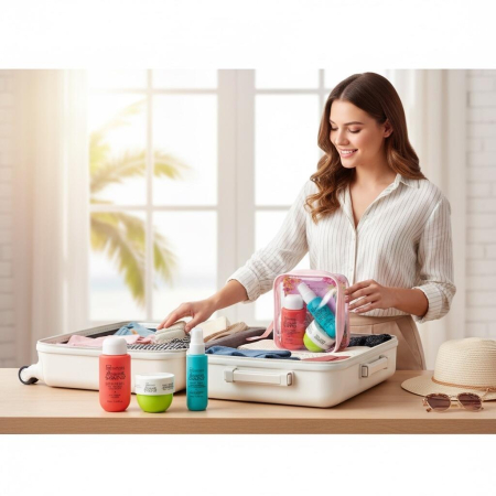 Set Travel 3 produse de ingrijire cu borseta transparenta Radiant Skin, IDC Institute, 90325 [4]