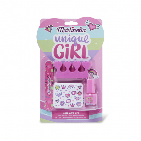 Set unghii false copii, MARTINELIA SUPERGIRL NAIL ART KIT , cosmetice copii, pentru fetite, oja, pila, stikere, despartitor degete [0]