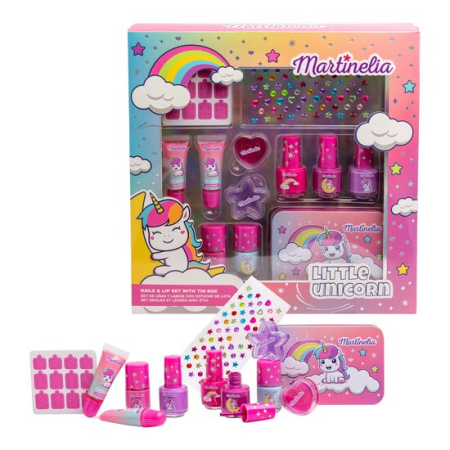 Import - Set unghii și buze cu cutie metalică Little Unicorn, Martinelia, 85499