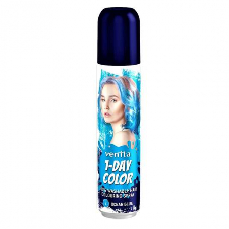 PAR - Spray colorant pentru par, fixativ, Venita, 1-Day Color, nr 02, Albastru deschis