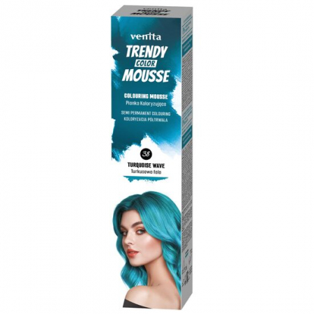 Vopsea par - Spuma coloranta de par Trendy, Venita, nr 38, Turquoise Wave, turcoaz