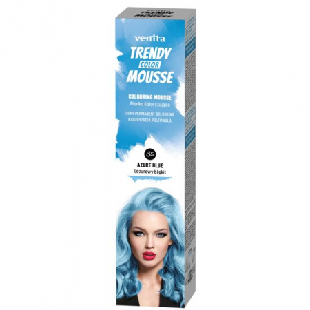 Vopsea par - Spuma coloranta de par Trendy, Venita, nr 35, Azur Blue, albastru azuriu