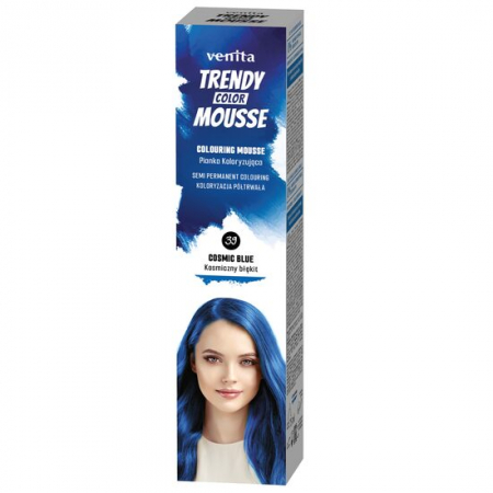 Vopsea par - Spuma coloranta de par Trendy, Venita, nr 39, Cosmic Blue, albastru inchis