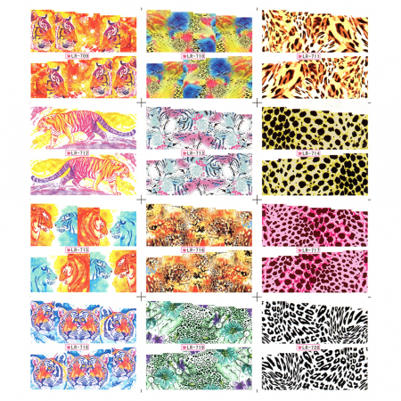 UNGHII - Sticker A4 pentru decor unghii 12 in 1, cu animale, 709-720