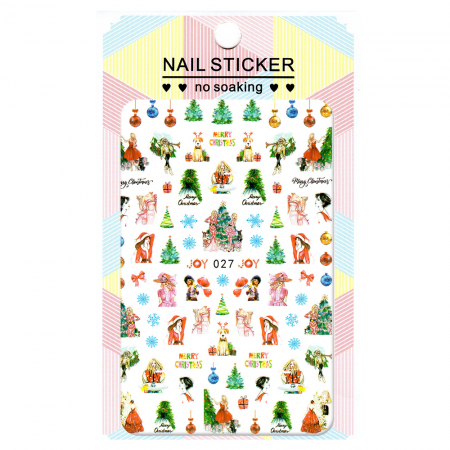 UNGHII - Sticker Lila Rossa pentru decor unghii, Craciun Revelion si iarna, nail art xf027