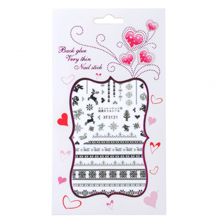 UNGHII - Sticker Lila Rossa pentru decor unghii, Craciun, Revelion si iarna, nail art, xf3121