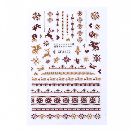 Sticker Lila Rossa pentru decor unghii, Craciun, Revelion si iarna, nail art, xf3122 [1]