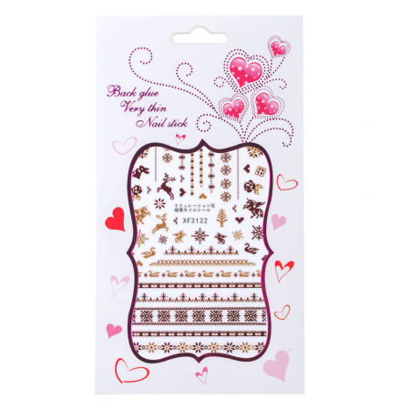 UNGHII - Sticker Lila Rossa pentru decor unghii, Craciun, Revelion si iarna, nail art, xf3122